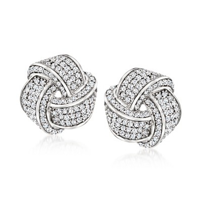 Ross-Simons 0.50 ct. t.w. Diamond Love Knot Earrings in Sterling Silver