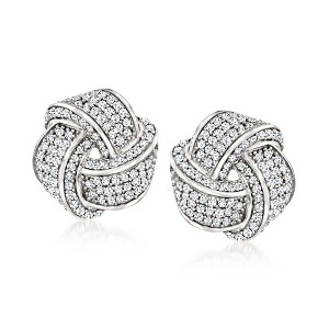 Ross-Simons 0.50 ct. t.w. Diamond Love Knot Earrings in Sterling Silver - 1 of 4