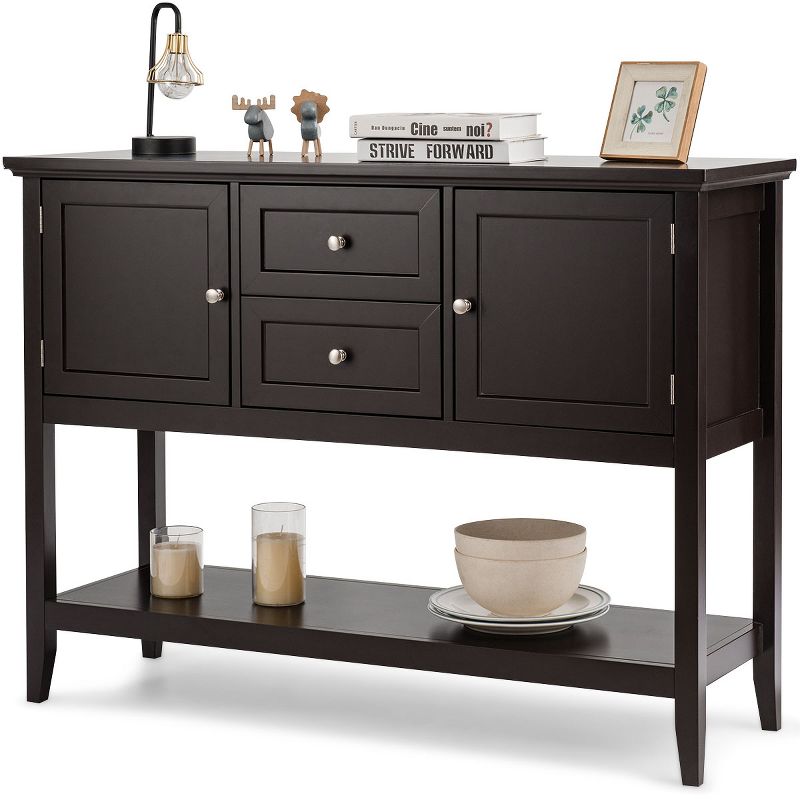Costway Sideboard Buffet Table Wooden Console Table w/ Drawers & Storage Cabinets Blue/Brown/Gray/Beige, 1 of 11