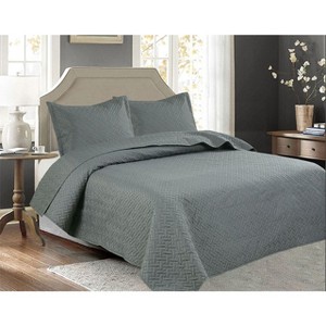 Legacy Decor 3 PCS Pinsonic Reversible All Season Bedspread Quilt Coverlet Oversized - 1 of 4