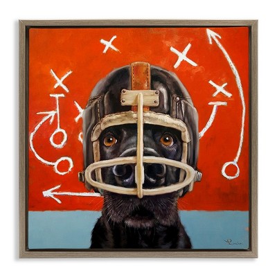 Stupell Industries Dog in Football Helmet Sports Plays, 25" x 25"