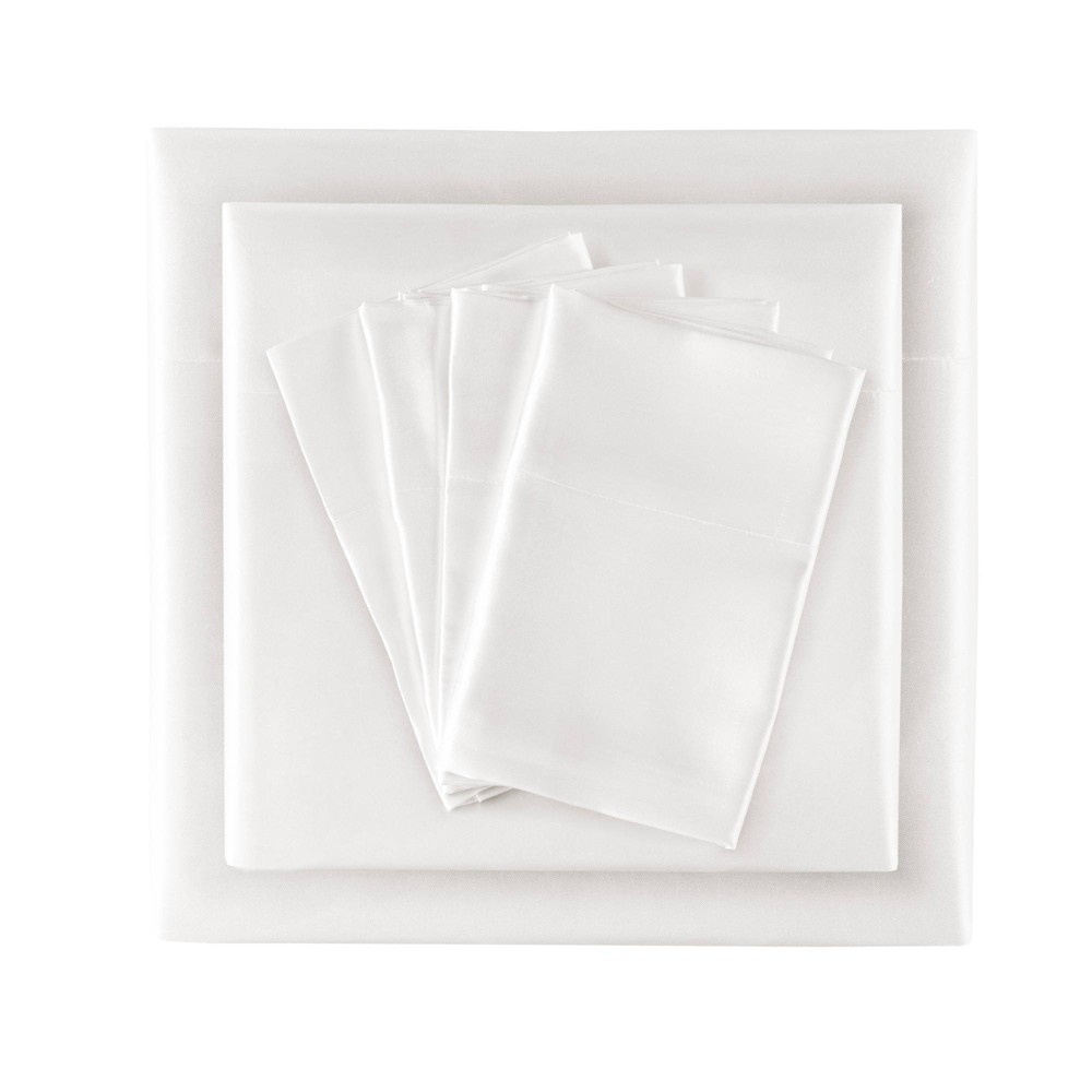 Photos - Bed Linen Queen Satin Luxury 6pc Sheet Set White