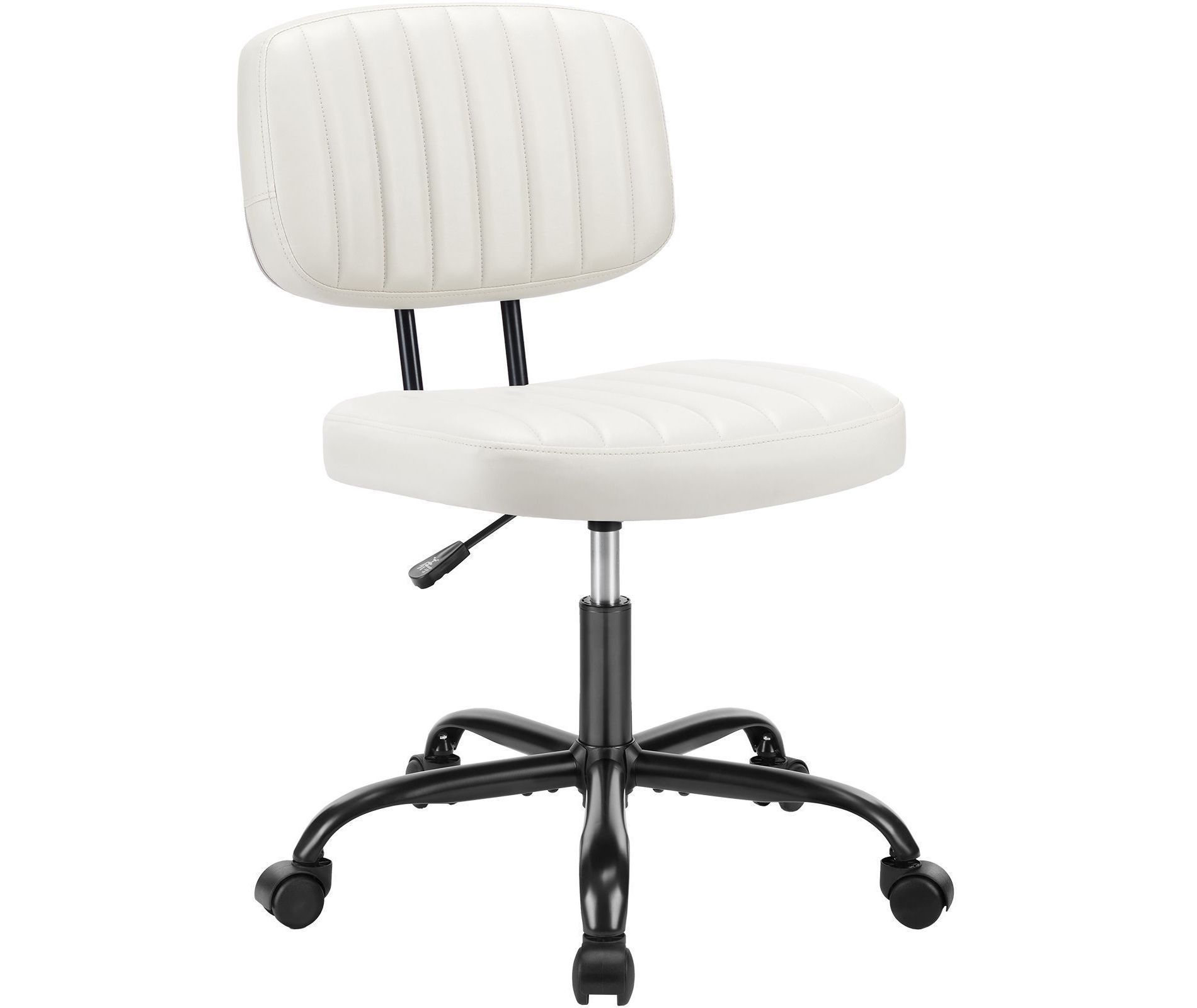 JIONJOY Armless PU Leather Home Office Desk Chair, Ergonomic Small Space Rolling Chair for Adult Teen Dorm Study