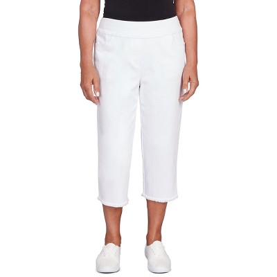 Alfred Dunner Womens Denim Fringe Capri Pant