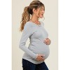 Pinkblush Silver Ribbed Scoop Neck Long Sleeve Maternity Top - 2 of 3