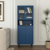Lirago Blue Tall Bookcase with 4 Glass Doors Adjustable Storage Cabinet apply to Kitchen or Living Room or Dining Room 23.62"Dx13.78"Wx63"H - 2 of 4