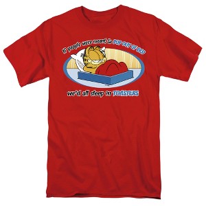 Garfield Pop Out Of Bed Adult T-Shirt Red - 1 of 4