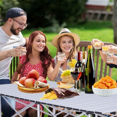 Osparple Aluminum Portable Dining Table Lightweight Folding Camping Dining Table with Carry Bag for 4-6 People, Silver