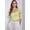 Slickblue Crinkle Texture Scoop Neck Crop Top, Puff Sleeves, Women’s Casual Top, Lemonade/Lavender, Size S/M/L - 2 of 3