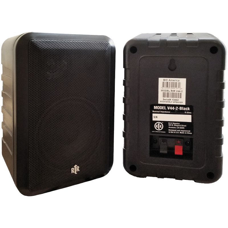 BIC America RtR® Series RTRV44-2 4-In. Indoor/Outdoor Weather-Resistant Speakers, 100 Watts (Black), 2 of 6