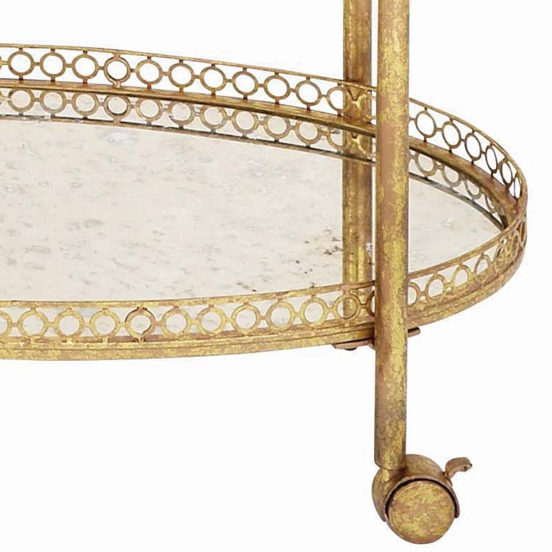Oval Mirror Rolling Bar Cart Gold - Olivia &#38; May, 6 of 7