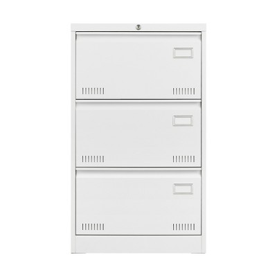 Vynxaria White 3-Drawer Lateral File Cabinet - Secure Utility Storage Cabinets with Locking System