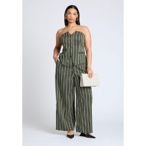 ELOQUII Women's Plus Size Wide Leg Striped Pant - 1 of 4