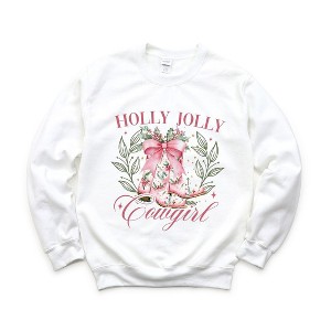 Simply Sage Market Women's Graphic Sweatshirt Holly Jolly Cowgirl Coquette - 1 of 4