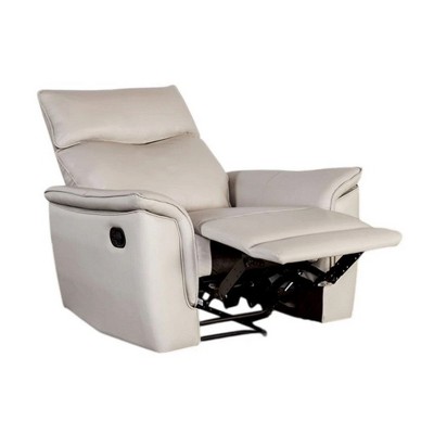 Royal Hampton Manual Recliner Chair, Taupe Leather Match, Padded Arms