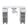 Sevobal Desks Table Nail Desk, Nail Tech Station with Storage Drawers Wrist Cushion Lockable Wheels, White, 40.16"*14.96"*29.53" - 2 of 4