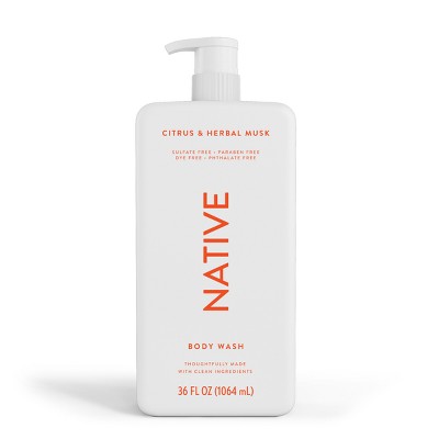 Native Body Wash With Pump - Citrus & Herbal Musk - Sulfate Free 