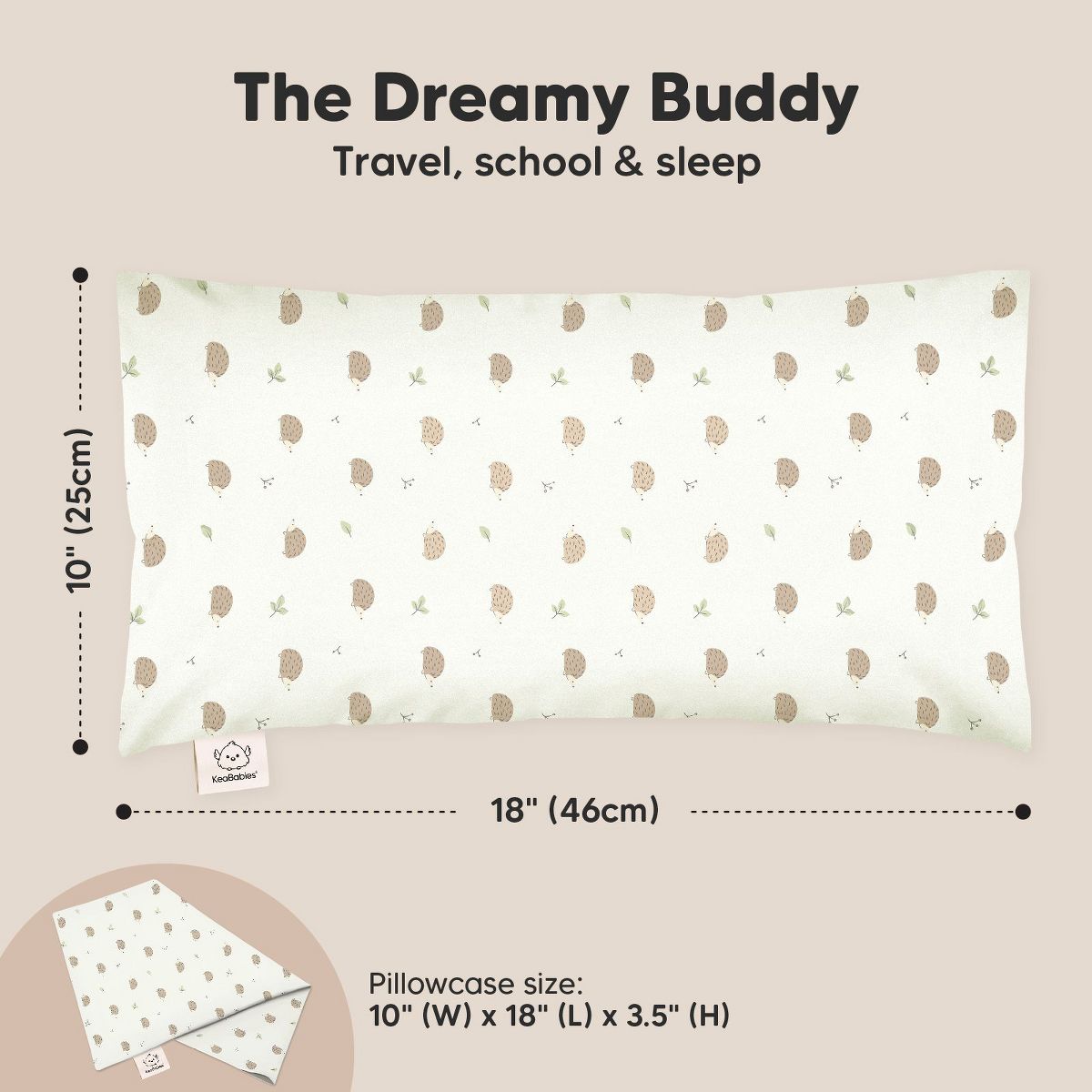 KeaBabies Buddy Toddler Pillow with Pillowcase, 10x18 Buddy Pillow for Toddler, Soft Kids Pillow for Sleeping, Travel, Age 2-5 - thumbnail 3