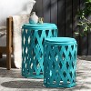 Syemin Patio Side Table Set of 2, Hollow Wrought Iron Patio Coffee Table, Living Room, Patio Decorative Side Table, Blue, 15" * 13.75" * 22.75" - 4 of 4