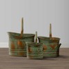 Royal Hampton Tinged Metal Patina Rust Finish With Handles Bucket Planter, Set of 3 - 3 of 4