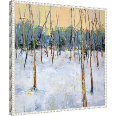 Winter Forest Impressionist Canvas Print with Beaded Frame