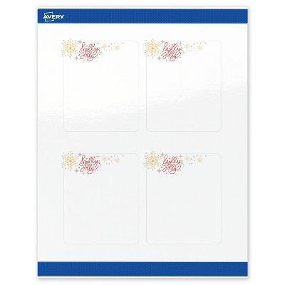 Avery Labels, 4" x 3-1/3", Silver-Holly Sparkles, Glossy, 40ct
