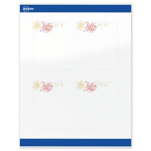 Avery Labels, 4" x 3-1/3", Silver-Holly Sparkles, Glossy, 40ct - 1 of 4