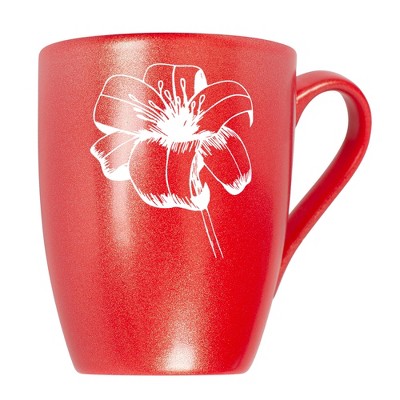 Elanze Designs Botanical Floral Nature Coffee Cup Mug 10 Ounce Ceramic With Shimmery Metallic Finish Elegant Minimalist Daylily Flower Silhouette
