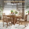 5 PCS Space-Saving Design Dining Set, 1 Round MDF Dining Table and 4 Chairs, Rubber Wood Frame Chairs with Polyester Cushion-Baofuwish - 3 of 4