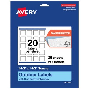 Avery Outdoor Waterproof Labels, 1.5" x 1.5" Square - 1 of 4