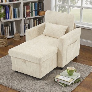 Mshliw Chenille Upholstered Recliner Chair, Single Sofa, Hidden Storage Compartment and Side Pockets for Living Room or Bedroom - 1 of 4