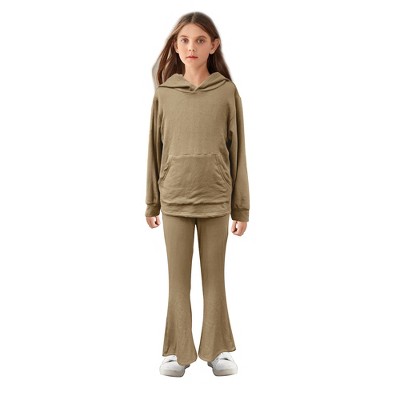 Girls Corduroy Tracksuit Sets Hoodie Tracksuits Girls Athletic Sets 2 Piece Sport Outfits Hoodie Sweatshirts with Bootcut Pants