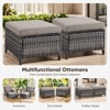Buenhomino Patio Wicker Ottomans Set of 2, Multipurpose Outdoor Ottomans for Patio, Additional Seating, Footrest, Side Table, Removable Cushions - 2 of 4