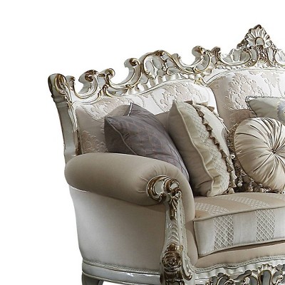 Picardy Floral Fabric 84'' Sofa with Antique Pearl Wood Frame