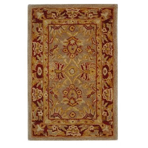 Gray/Red Floral Tufted Accent Rug 2