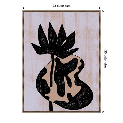 Abstract Lotus in Beaded Bronze Framed Canvas Wall Art