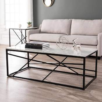 Arendale Faux Marble Coffee Table Matte Black - Aiden Lane