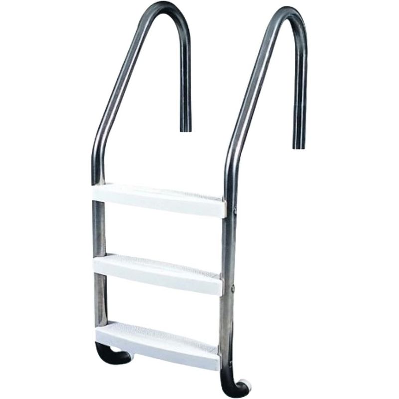 Northlight 3-Step Stainless Steel Deck Ladder for In-Ground Swimming Pools 52" - Silver/Whie, 2 of 4