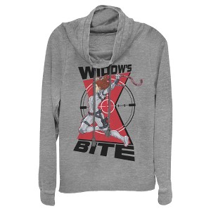 Juniors Womens Marvel Black Widow in the Crosshairs Cowl Neck Sweatshirt - 1 of 3