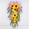 Collections Etc Pink Accented Artificial Sunflower Floral Swag 14" x 4" x 21" - 2 of 2