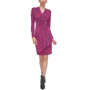 Calvin Klein Womens Knit V-Neck Side Ruching Jersey Dress - 1 of 1