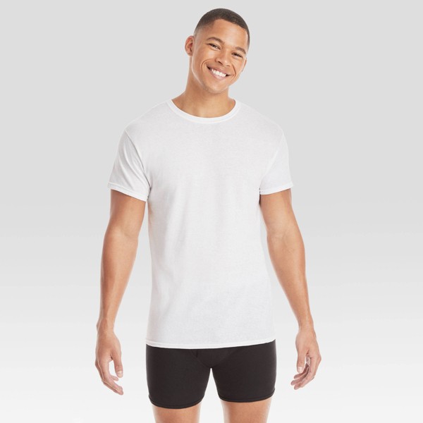 Camiseta interior de cuello redondo que absorbe la humedad para hombre Hanes, paquete de 10 - Blanco 2