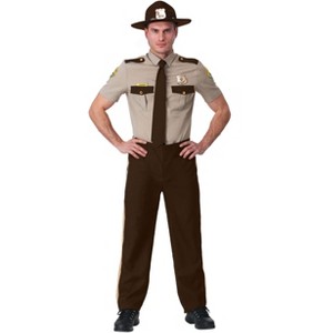 HalloweenCostumes.com Adult Super Troopers Costume | Men's Comedy Movie State Trooper Brown Uniform Costume - 1 of 4