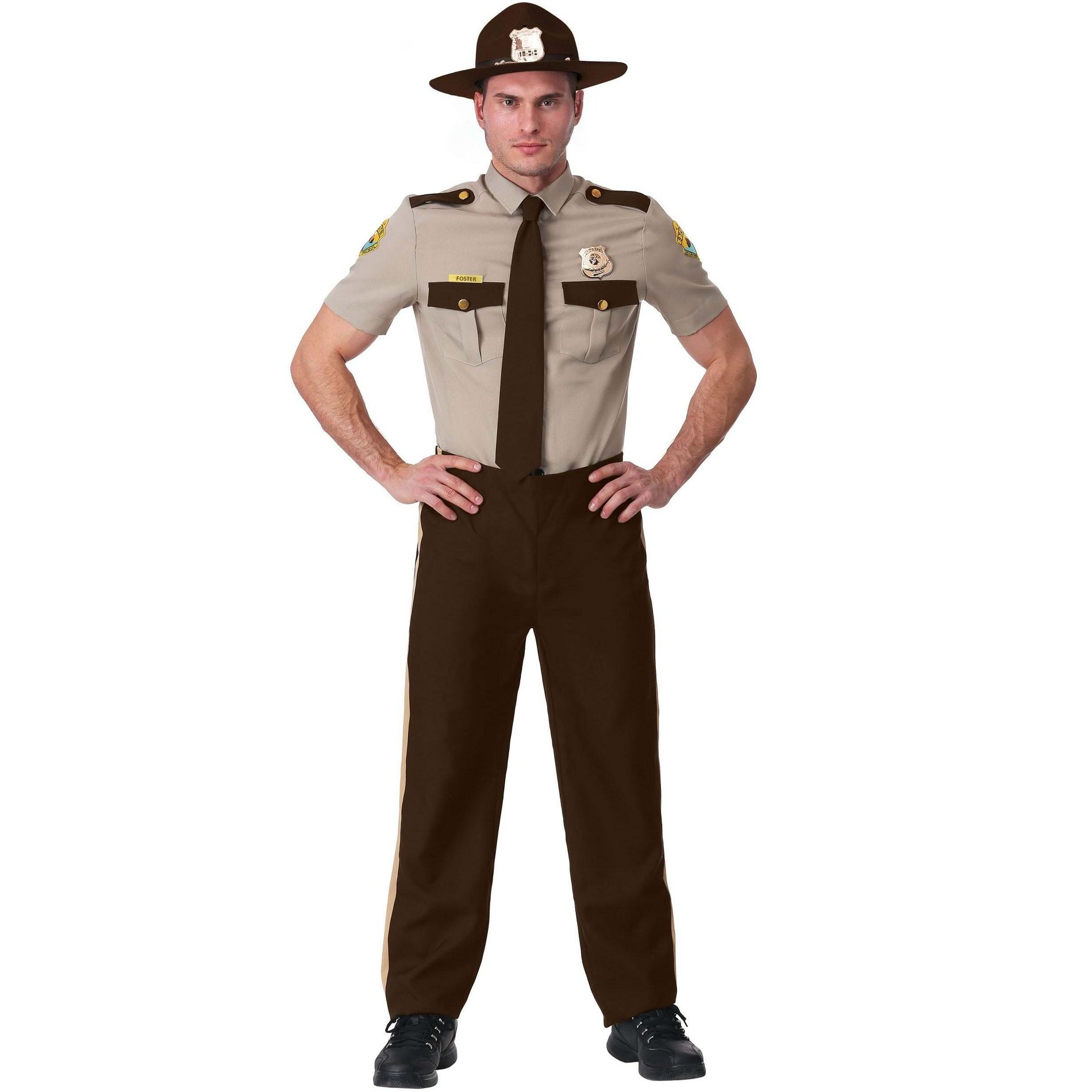 HalloweenCostumes.com 2X  Men  Men's Plus Size Super Troopers State Trooper Halloween Costume, Brown/Brown