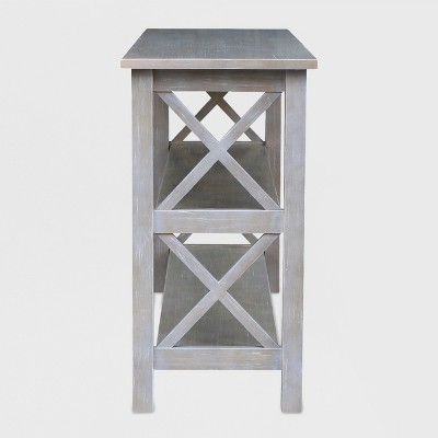 Transitional Hampton 48" Washed Gray Taupe Wood Console Table with Storage