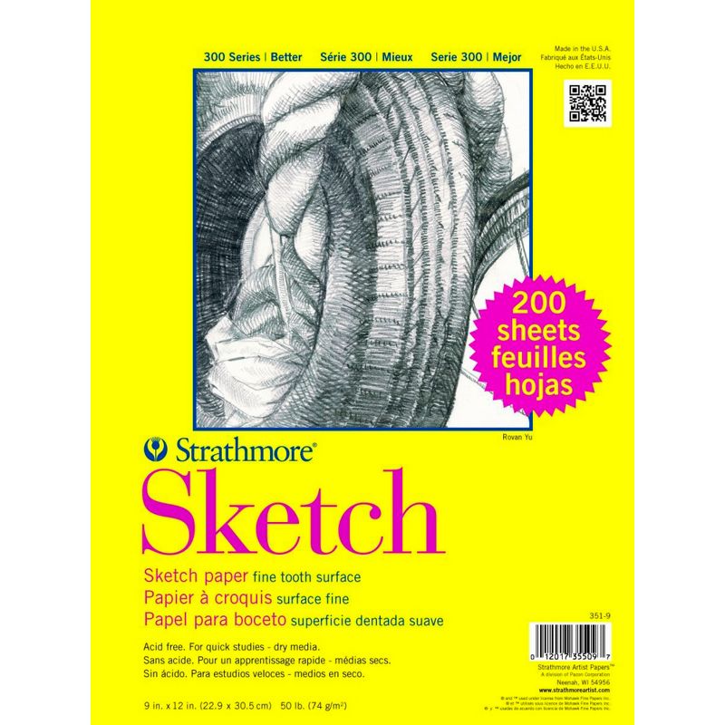 Strathmore 300 Series Sketch Paper, 9 x 12 Inches, 50 lb, 200 Sheets, 1 of 2