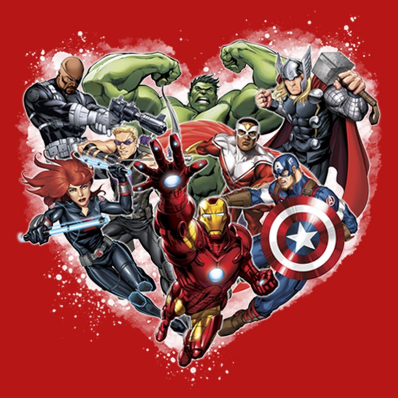 Girl's Marvel Avengers Assemble Heart Collage T-Shirt, 2 of 6
