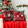 Merry Christmas Trees Snowflake Star Throw Pillow Covers, 18 x 18 Inch Xmas Balls Red Polka Dot Plaid Seasonal - 3 of 4