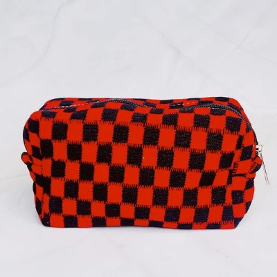 Checkerboard cosmetic bag