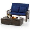 Costway Patio Rattan Daybed Wicker Loveseat Sofa with Multifunctional Ottoman Beige/Red/Blue - 2 of 4
